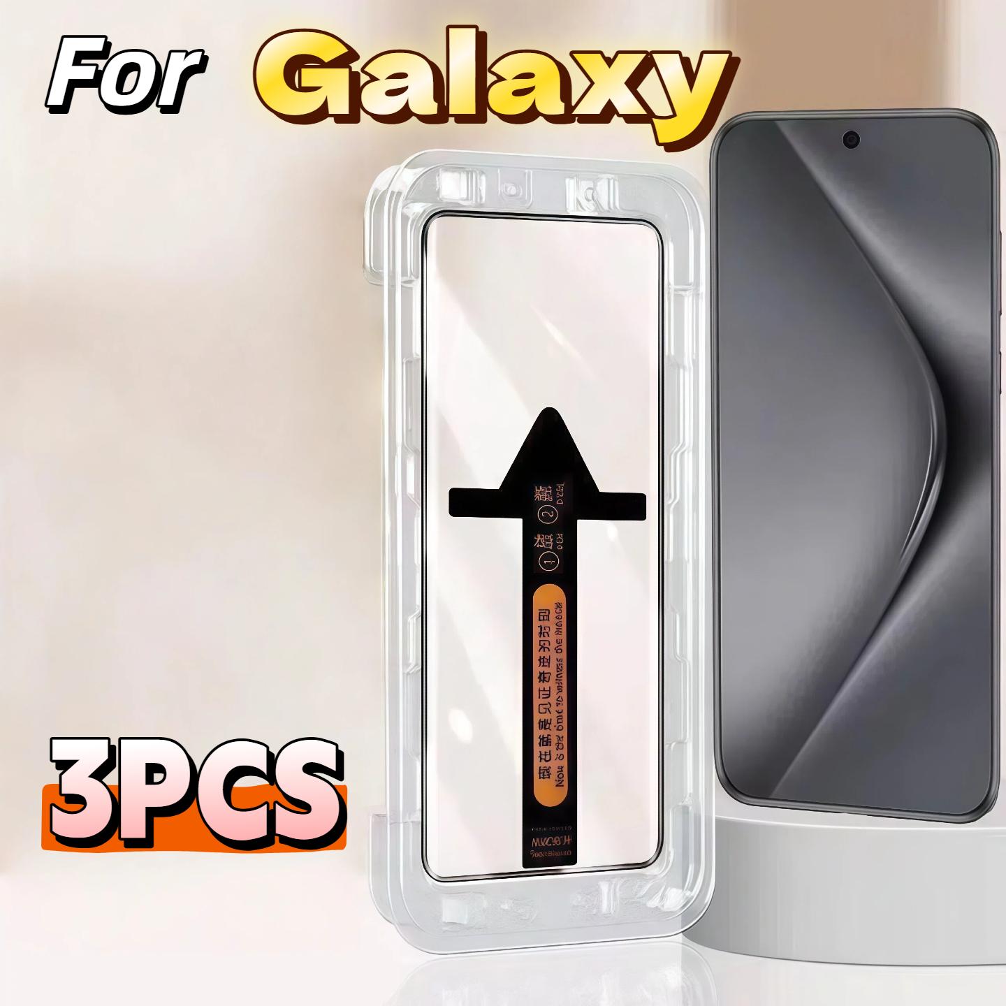 

3Pcs For Galaxy S25 S24 S23 S22 S21 S21 note 9 Plus Tempered Glass Screen Protector Edge Glue Full Coverage Anti Fi Galaxy S23+