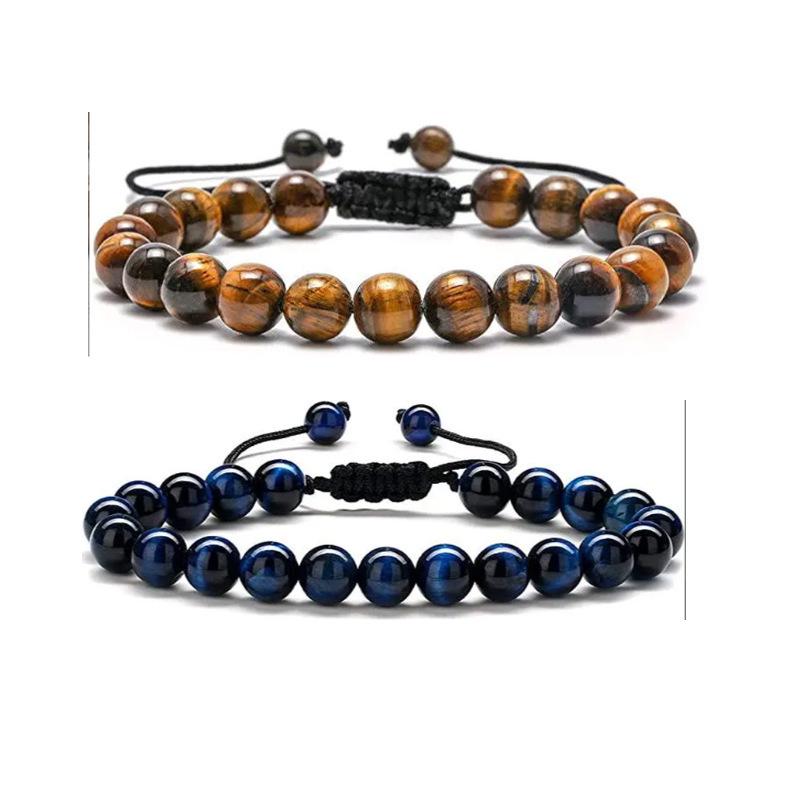 Multicolor Alloy & Volcanic Stone Yoga Bracelet with Turquoise & Tiger Eye Beads