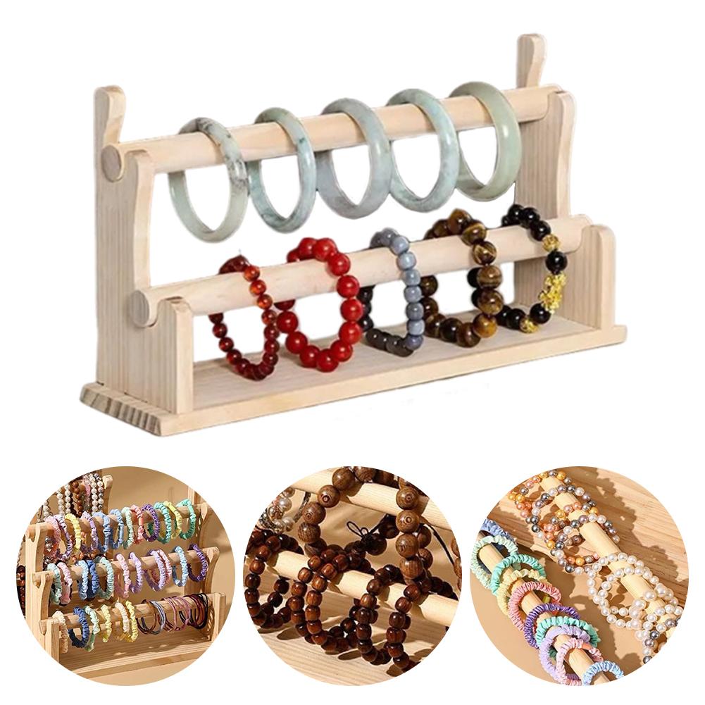 32x8x17cm 2 Layer Wooden Bracelet Holder Bracelet Display Stand Jewelry Organizer