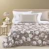 Spring Bedspread Pink White Floral In Cotton Satin 80 G/sqm