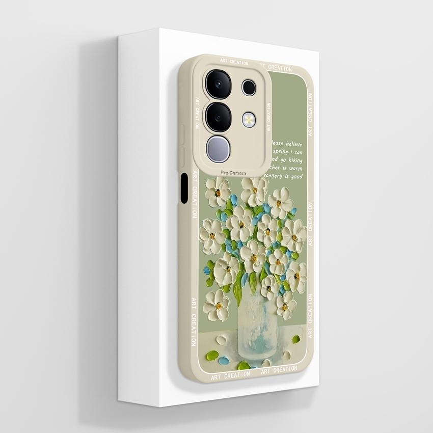 For Vivo T4x T2x T1x V27 V23 Pro V21 V21E V23 V23E V25 V25E V27E Y19E IQOO Z10X Phone Cover Cute Avocado Pattern Liquid Silicone Shell For Vivo Casing