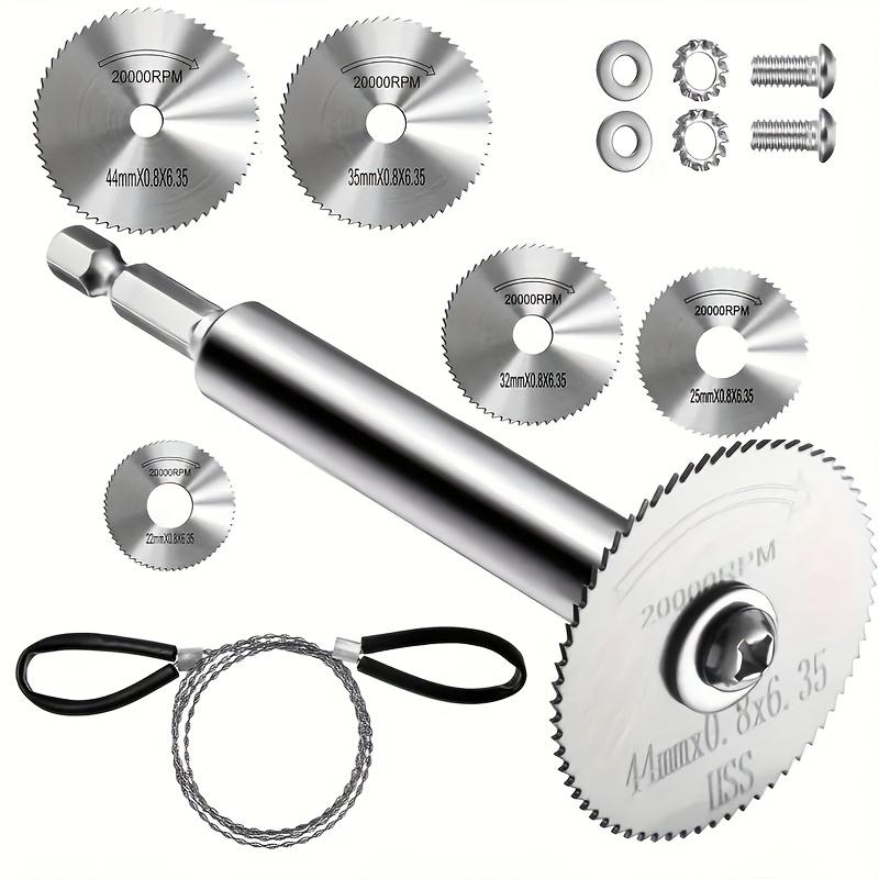 Suitable for 1/4-inch Hex Shank Rotary Saw High-Speed Steel Cutting Wheel - with Thin Disc Blades with 5 Replaceable Cutting Heads