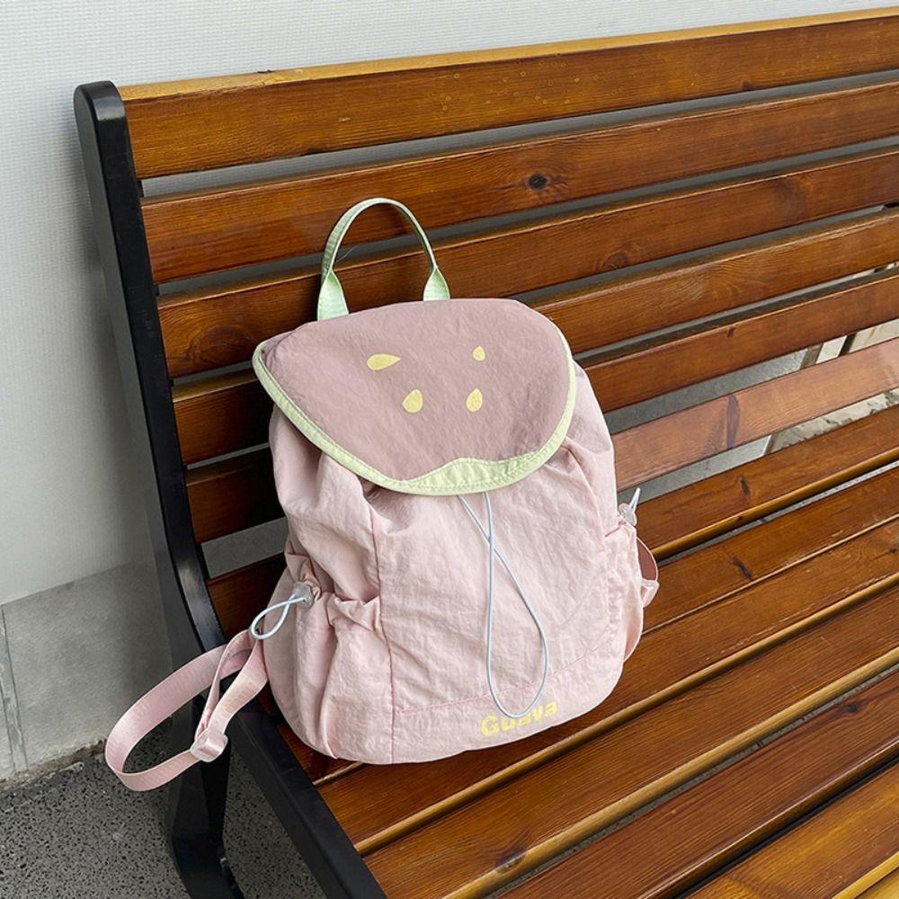Travel Outdoor Drawstring Backpack Dopamine Color Hiking Shoulder Bag Fruit Nylon Backpack  Girls