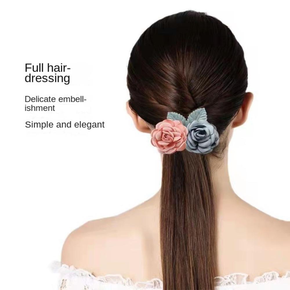 Flower Hairpin Women Spring Clip Headdress Hairgrips Cover Net Elegant Korean Bun Snood  Female