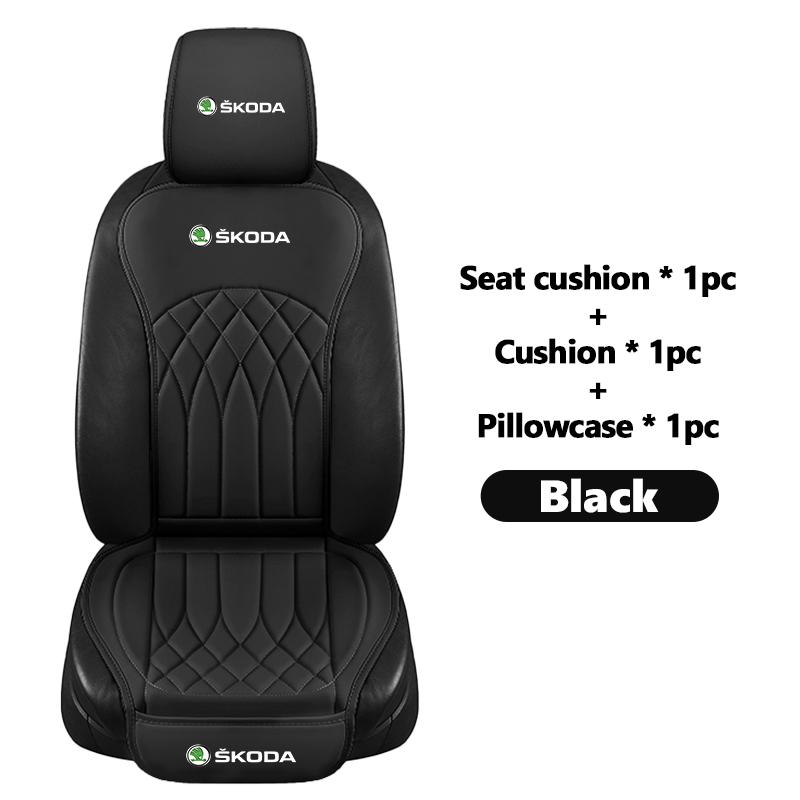 ADZ1 Car Seat Cushion Pad Leather Seat Cover Decoration Dust Proof Interior Accessories For Skoda Fabia Kodiaq Kamiq Superb Yeti