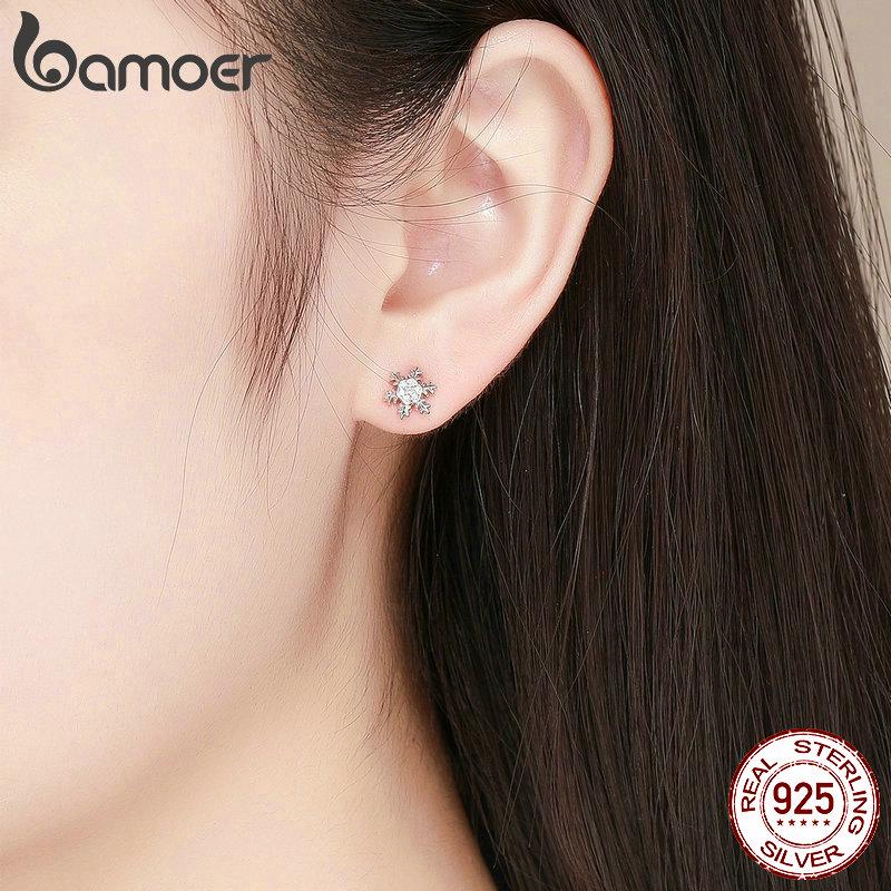 Small Hoop Earrings Sterling Silver Clear Cz Universe Tiny Earrings For Girl Gifts Anti-Allergy Jewelry