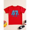 European Sizes Children's Fun Number 67 Cartoon Print T-Shirt, Cute Joyful Face Pattern Top for Boys and Girls, Summer New Casual Short Sleeve
