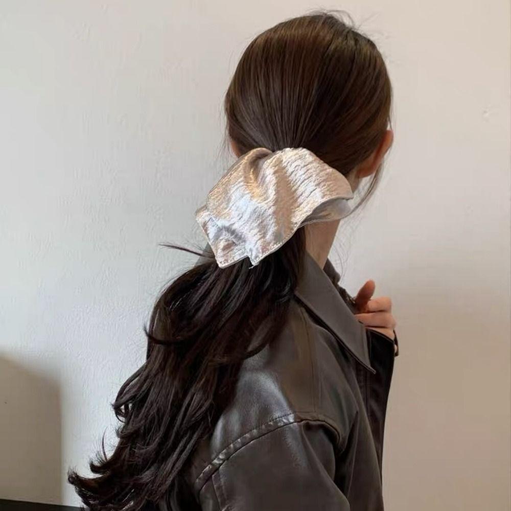 Solid Color Large Hair Tie Shiny Rubber Bands New Ponytail Hold Hair Accessories
