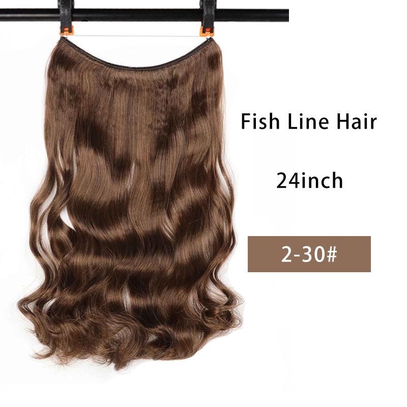 24" Invisible Wire No Clips In Hair Extensions Secret Fish Line Hairpieces Synthetic Wavy Straight Hair Extensions