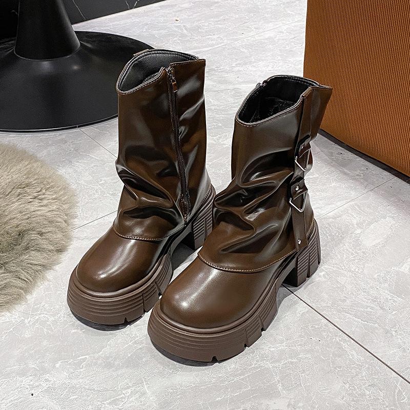 

Брюки ботинки мартин женские 2025 весна и лето новые повседневные модные кожаные ботинки толстая подошва увеличивающие рост однотонный тренд жареная улица женские ботинки 40 коричневый