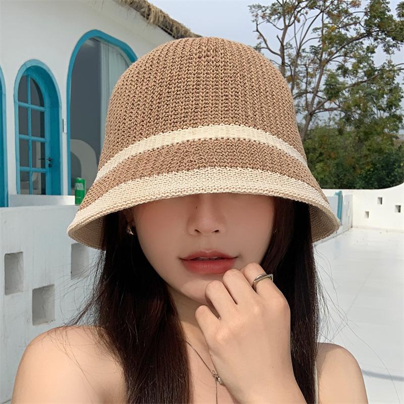 Female Knitting Bucket Hats Harajuku Bucket Hat Fishing Outdoor Panama Hip Hop Cap Men's Summer for Fisherman Hat Women Spring