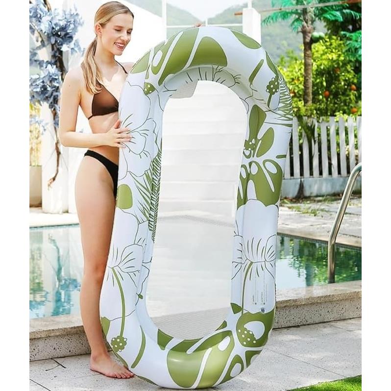 Inflatable Water Lounger with Mesh for Swimming