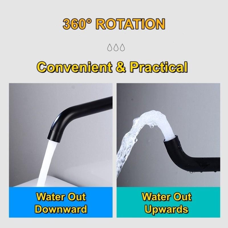 360° Rotation Bathroom Basin Faucet Concealed Wall Mounted Water Tap Single Handle Hot Cold Water Bath Mixer Tap