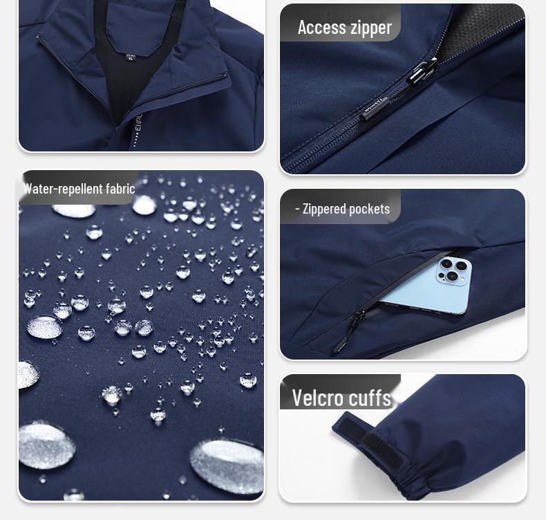 Unisex Outdoor Windproof Rainproof Jacket with Detachable Hood - Spring/Autumn Style
