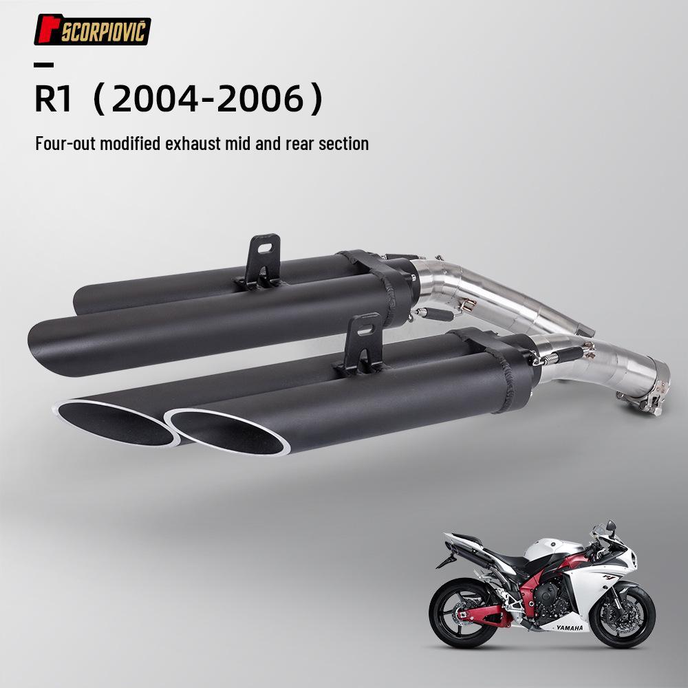 YZF-R1 Motorcycle Exhaust Pipe for 2004-2006: Modified Four-Outlet Mid & Tail Section