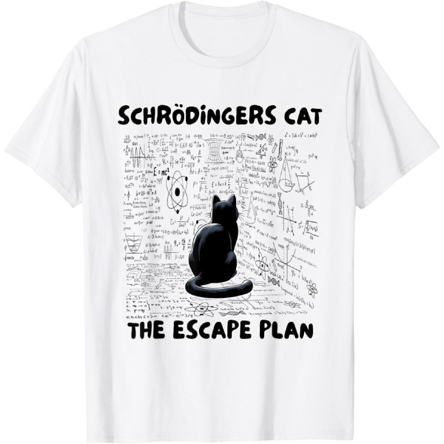 Quantum Physics Teacher Schrodinger s Cat The Escape Plan T-Shirt for Men Women(1) XXXXXL белый
