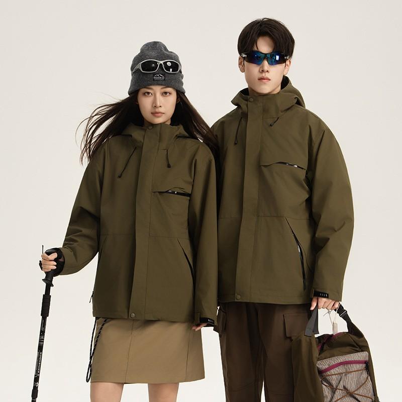Unisex 3-in-1 Removable Waterproof Windproof Outdoor Jacket With Fleece Liner Hiking Camping Fall Winter