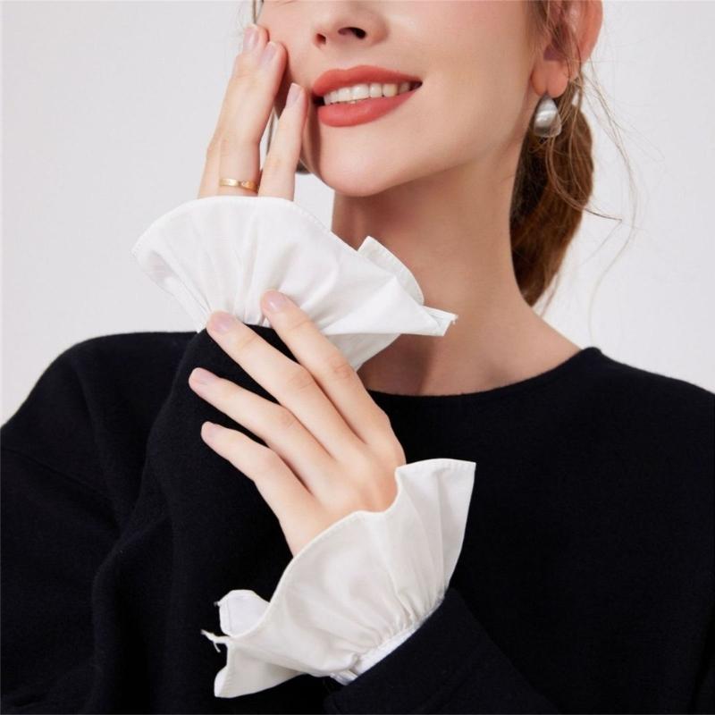 1 Paar Ärmel mit Blumenmuster Haltbarkeitsärmel Abnehmbare Manschetten Elastisches Wildes Handgelenk für Partys und Hochzeiten