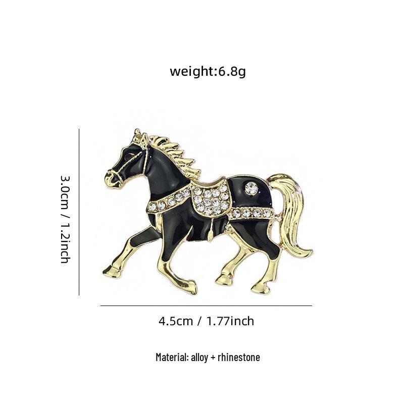 Creative Rhinestone Drip Glaze Little Horse Brooch - Exquisite Lapel Pin for Suit Coats