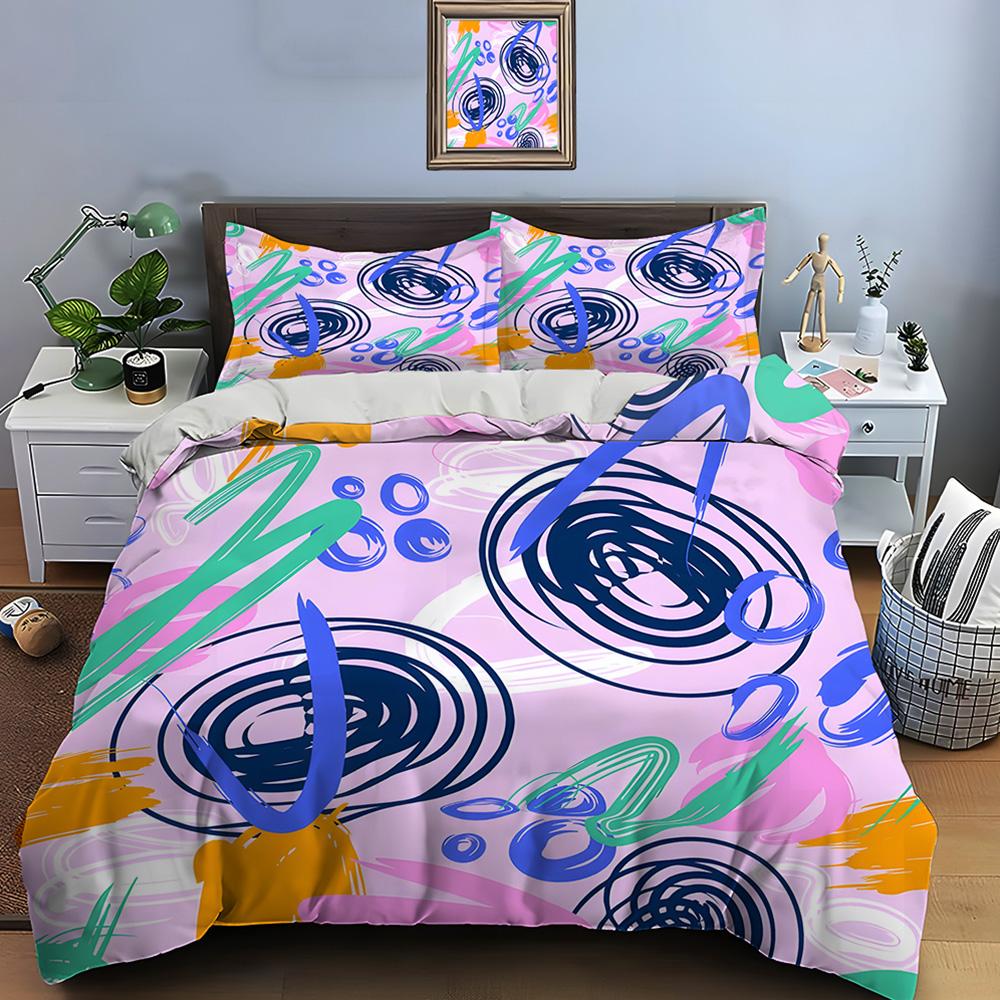 Colorful Doodle Abstract Patterns Print Soft Comfortable Duvet Cover Bedding Set Included 1*Duvet Cover 2*Pillowcases