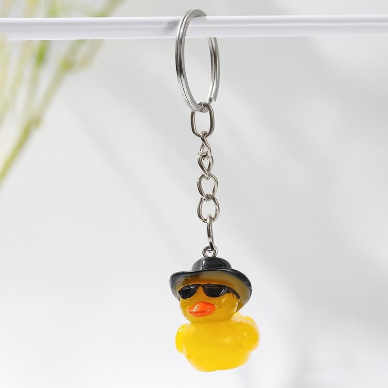 Cute Duck Keychain with Hat Handmade Yellow Duck Pendant Keychain/Earrings Eye Catching Pendant for Women and Kids