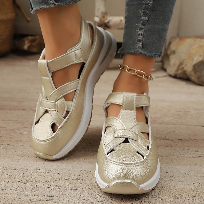 

Спортивные сандалии большого размера женские летние новые сандалии-сандалии с полым носком 43 золотой