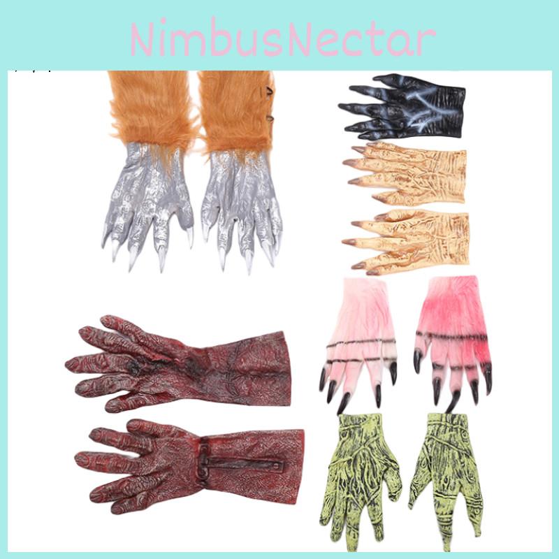 Halloween Party Prop Black And White Creature Gloves For A Spooky Look