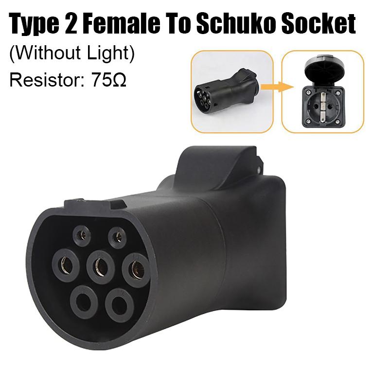 New Energy Vehicle Charging Adapter Plug Type 2 Female To Universal / EU Schuko Socket Electric Vehicle Charger Conversion Head 75-To Universal