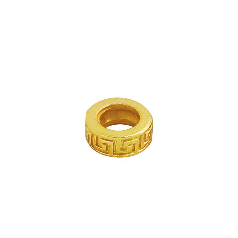 Gold-Plated Six-Character Mantra Spacer Beads with Swastika Design for DIY Beading.