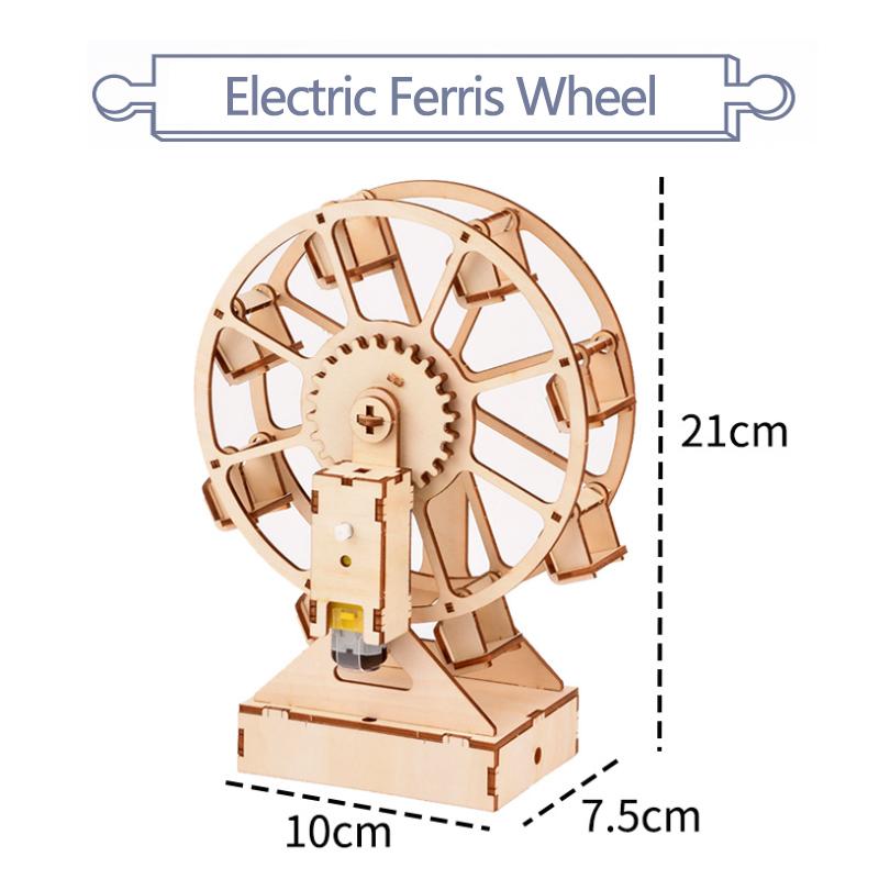 Drewniane DIY Trójwymiarowe Elektryczne Koło Młynarskie Puzzle Edukacyjne Zabawki dla Dzieci Model 3D Rękodzieło Prezenty Ozdoby P286