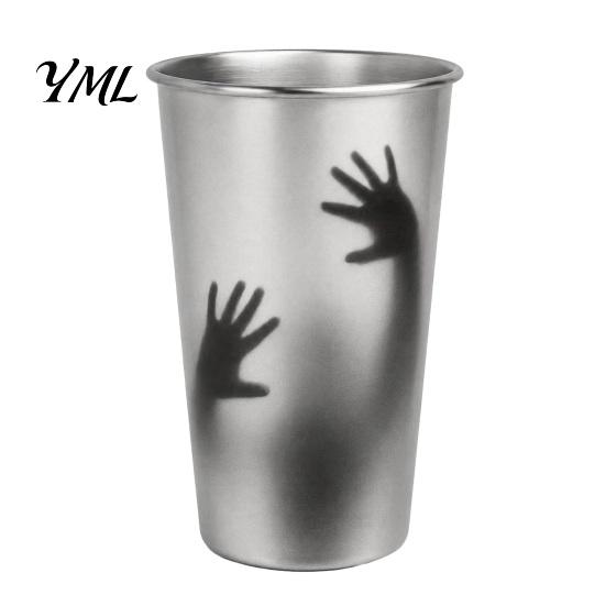 Gothic Style Metal Water Cup Thermochromic Color-Changing Cup, Horror Theme Cold Drink Spooky Prison Hand Design Mug Tumbler, Wide Mouth for Halloween