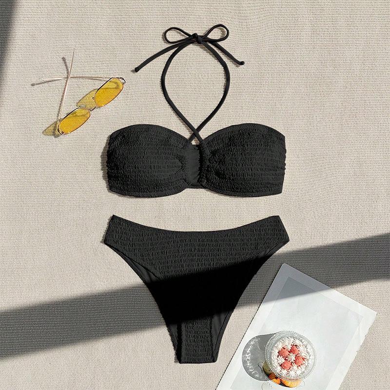 

2025 Sexy Halter Tie-Up Bikini Swimsuit for Women Small чёрный