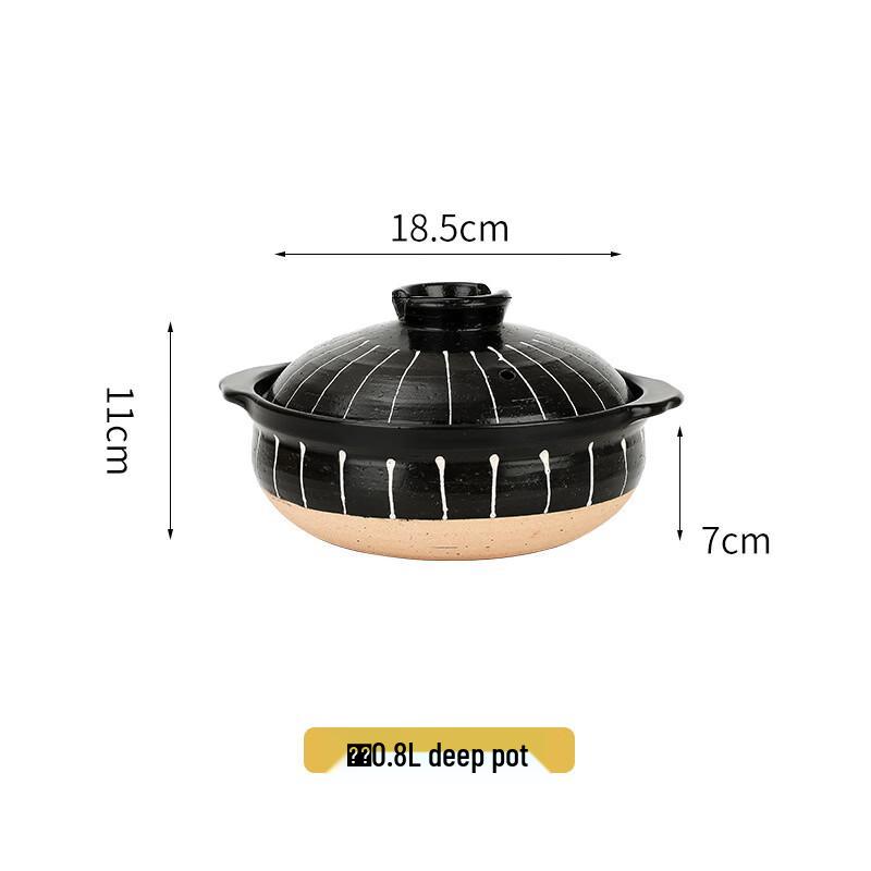 Handun Japanese Style 0.8L Ceramic Clay Pot with Juncus Pattern