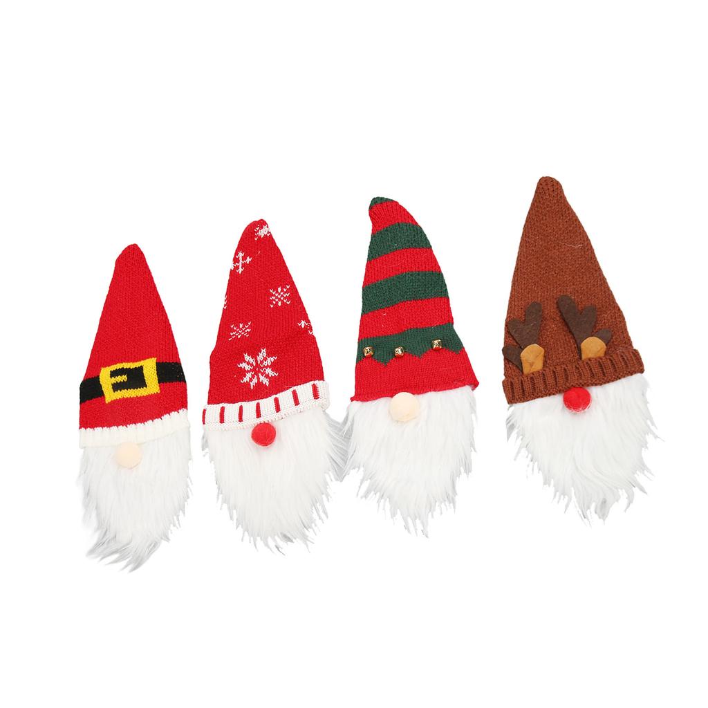 4Pcs Christmas Gnome Wine Bottle Cover Decorative Christmas Wine Bottle Cover Topper for Christmas Party Dining Table