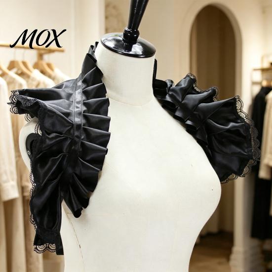 Mode Halsdekor Vintage Viktorianisches Rüschen Schulterumhang Schal, Gotischer Falscher Kragen Schulterwickel Verstellbares Band Krawatte Capelet mit für Cosplay Kostüm