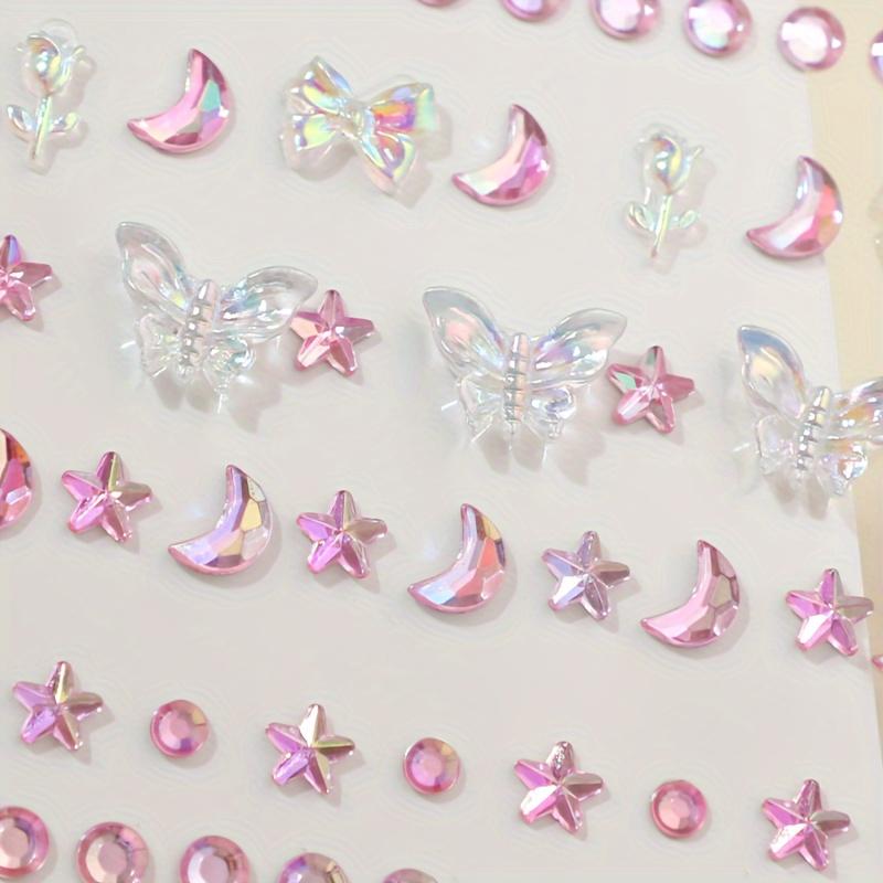Sparkling Acrylic Rhinestone Face Stickers 1pc, Butterfly & Floral Designs for Parties, Stage Performances & Festivals