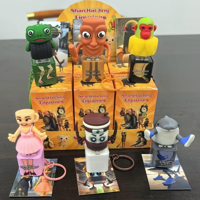 Shan Hai Jing Wooden Stick People Blind Box Ornaments: Sounding Toys, Coffee Ballet Lady Edition.