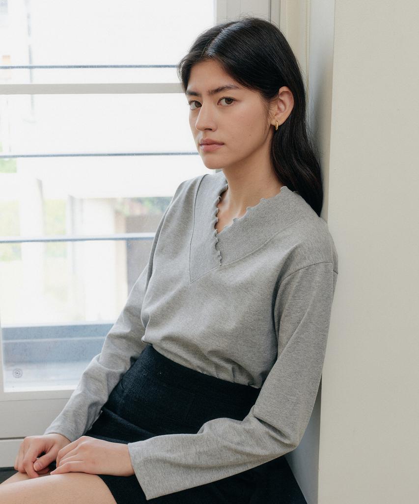 YUPPE Long Shirring T-Shirt_Gray