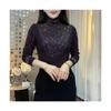Cross2026 Elegant Slimming Semi-High Collar Long Sleeve Top with Hot Drill Detailing for Fall/Winter