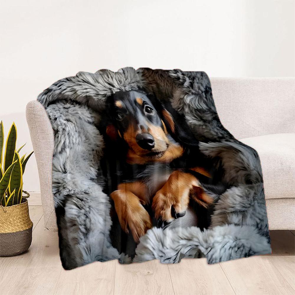 Rottweiler Moonlit Journey Flannel Blanket,Lightweight,Office Blanket,Sofa Blanket,Comfortable Blanket