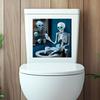 Halloween Creative Toilet Skeleton Play Phone Pattern Home Wall Decor Sticker