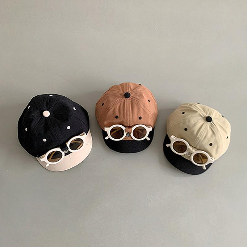 Cute Baby Baseball Hat Detachable Sunglasses Cartoon Patchwork Toddler Duck Tongue Cap Summer Kids Sun Hats