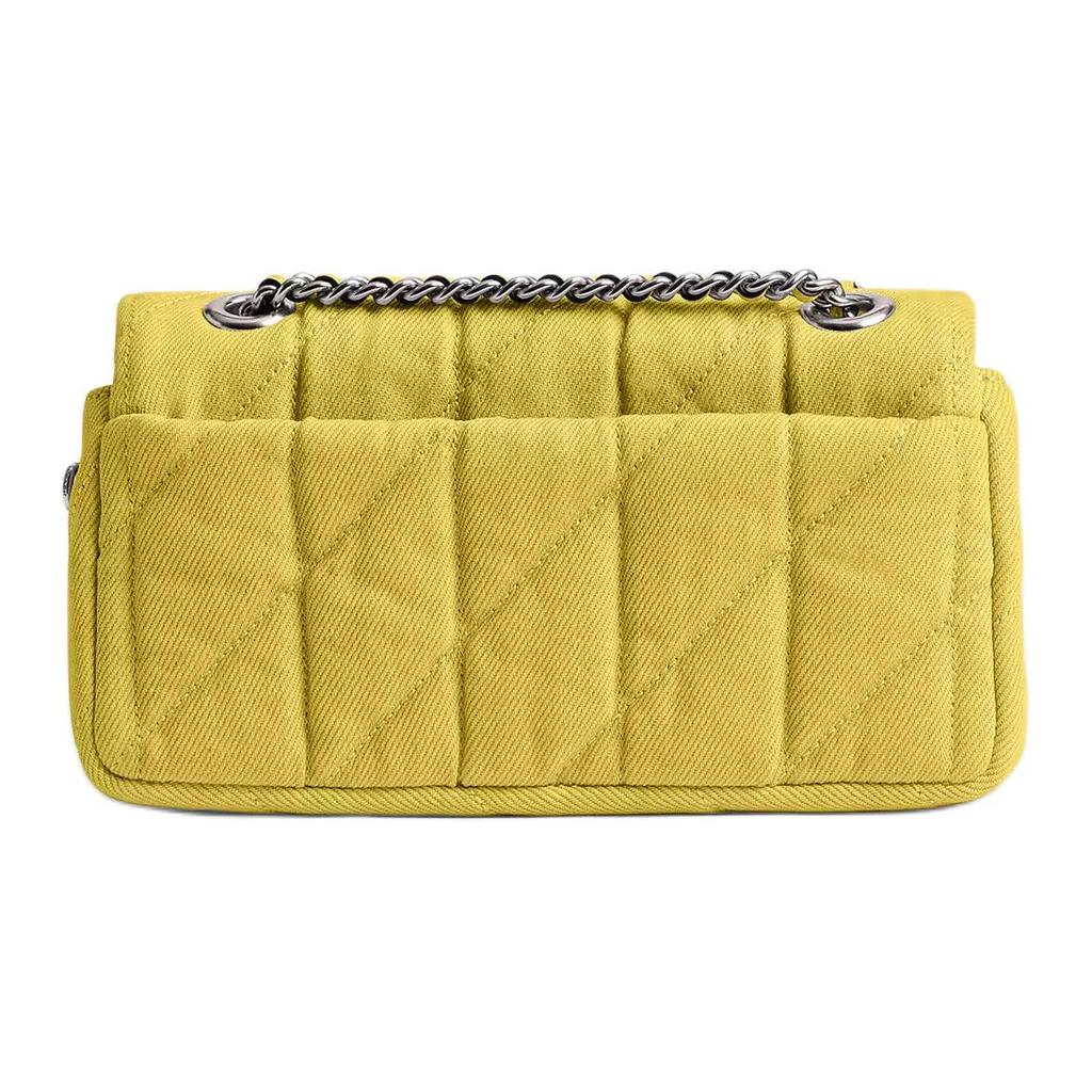 Coach Sac à Bandoulière Matelassé en Jean Tabby 20 Logo Classique Petit Sac d'Épaule pour Femme Jaune Clair CBG33-LHY2C