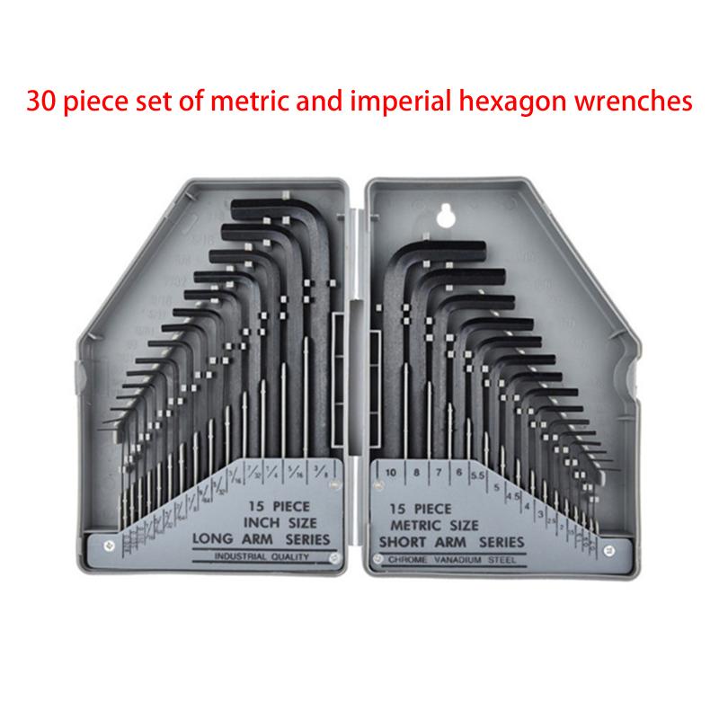 SAE Metric 30 Piece S2 Tool Steel Hex Key Set, Allen Wrench for Maintenance & Repairs