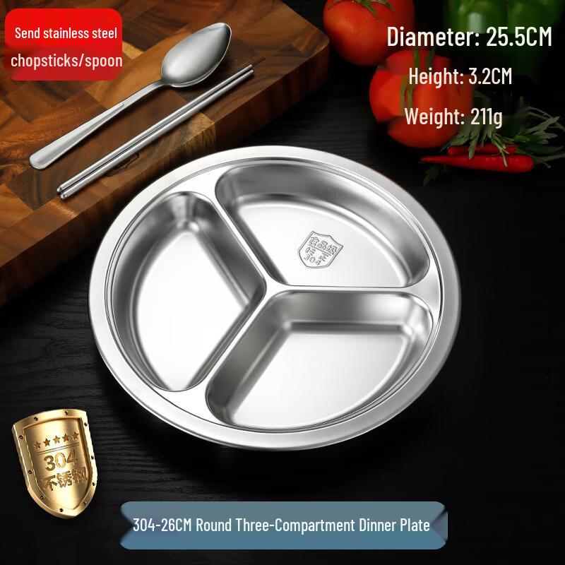 Stainless Steel Divided Lunch Plate