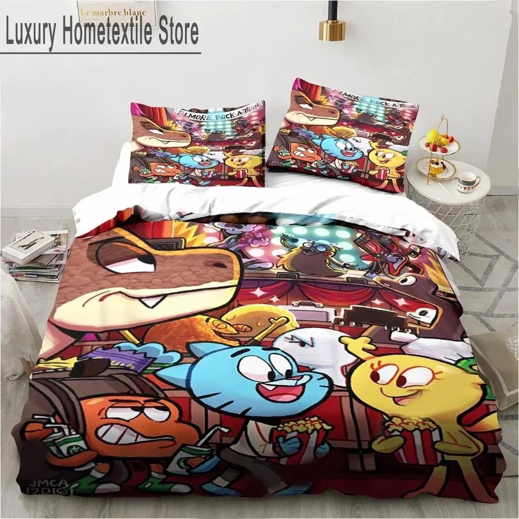 Cartoon The Amazing World Bedding Set Gumball Boys Girls Twin Queen King Size Duvet Cover Pillowcase Bed boys Adult