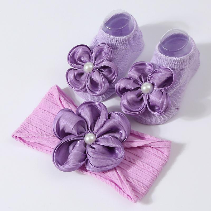

Детский милый набор повязок на голову и носков для принцессы, кружевной цветок, носки для новорожденных, хлопок, эластичные, короткие носки для младенцев, аксессуары для волос 0-1Y