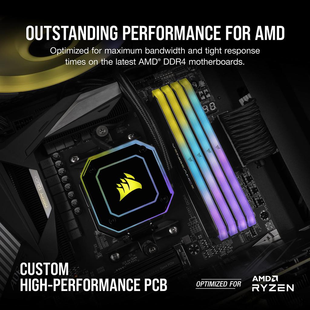 CORSAIR 4000MHz CL18 Desktop PC Memory with VENGEANCE RGB RT 16GB x CMN16GX4M2Z4000C18 New Model Optimized for DDR4-16GB [2 8GB] (2021 AMD)
