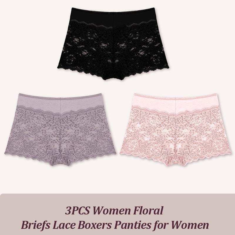 

3 шт./комплект Сексуальні мереживні трусики для жінок Квіткові хлопчачі труси Низька білизна з низькою посадкою Модні трусики Жіноча нижня білизна Мокко S-XL M&3pcs