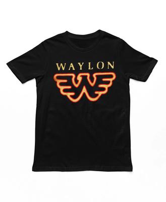 Waylon Jennings Flying W Ανδρικό T-Shirt Country Rock Μουσική Κλασικό Συγκρότημα Καινούργιο Μαύρο